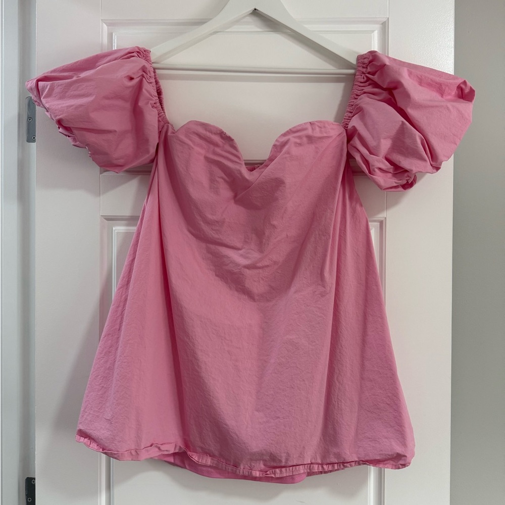 Elegant Pink Puff Sleeve Dress